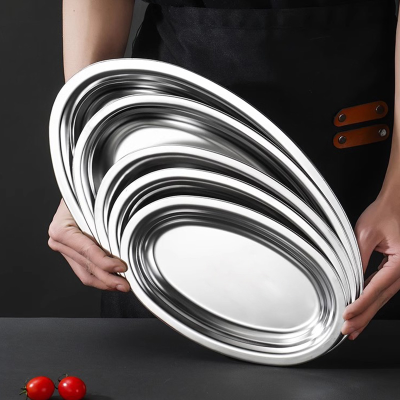 Stainless Steel 304 Precision Egg Shaped Plate,Steamed Fish Plate,Oval Shaped Plate,Grill Pan For Restautant - Image 3