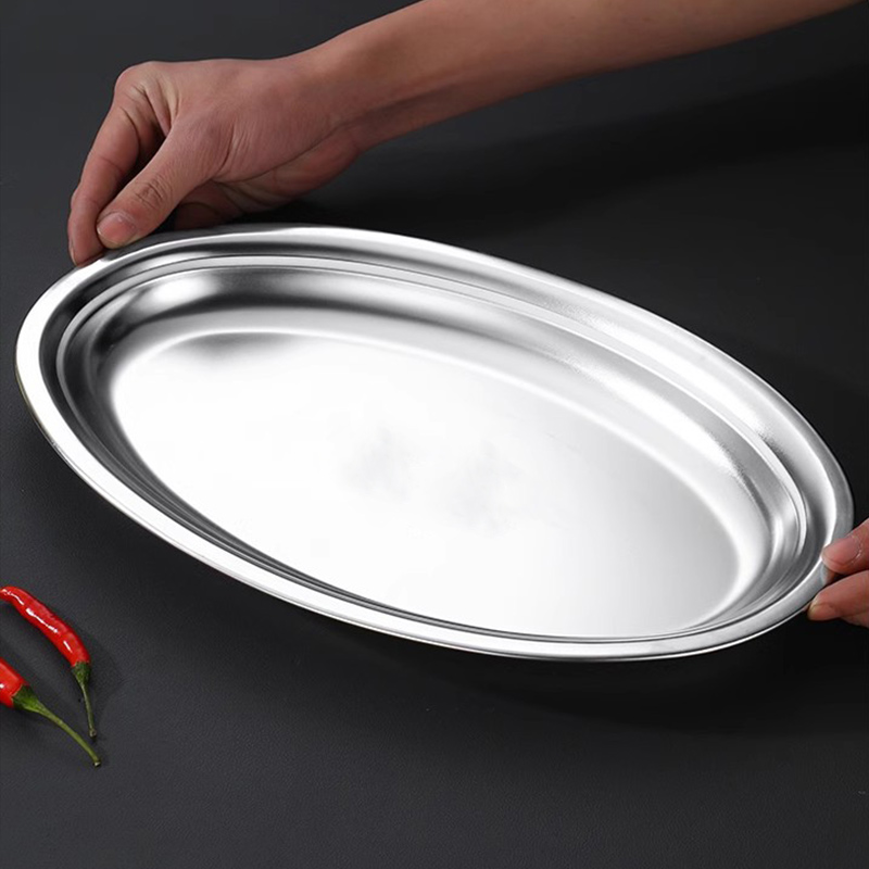 Stainless Steel 304 Precision Egg Shaped Plate,Steamed Fish Plate,Oval Shaped Plate,Grill Pan For Restautant - Image 4