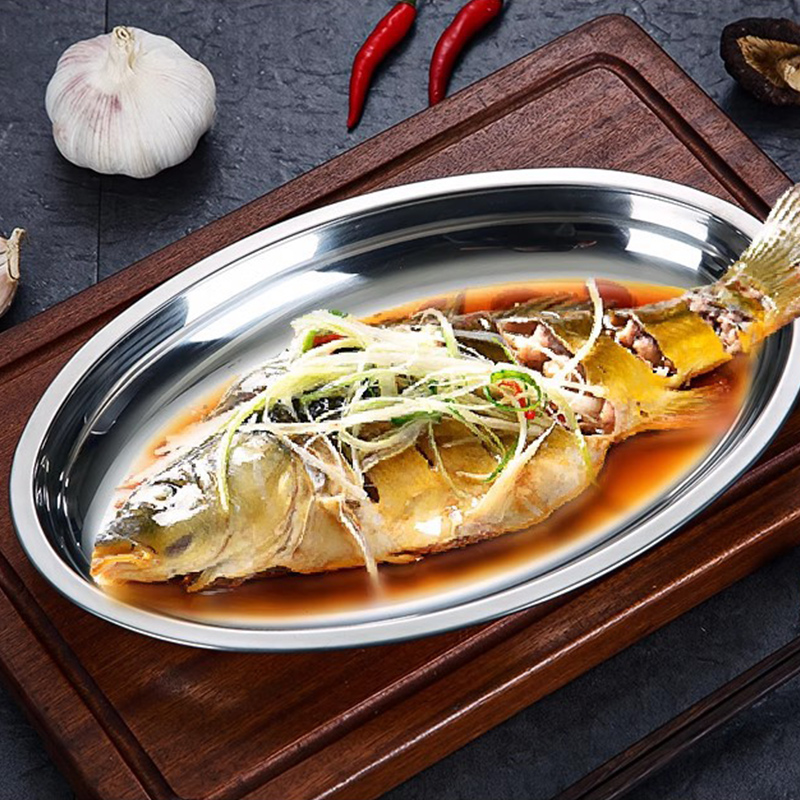 Stainless Steel 304 Precision Egg Shaped Plate,Steamed Fish Plate,Oval Shaped Plate,Grill Pan For Restautant - Image 6