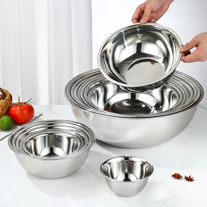 Thickness 1.0mm Stainless Steel 201 Baking Basin,Egg Basin,Soup Basin,Mixing Bowl,Knead Dough Basin For Restautant Kitchen - Image 2