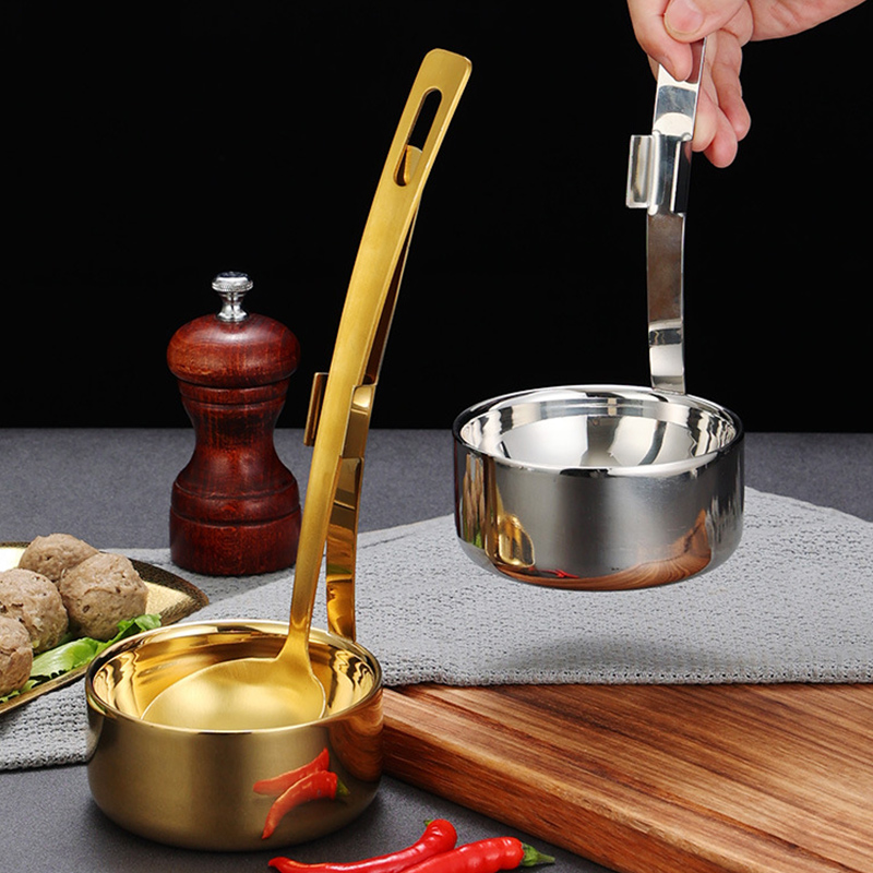 Stainless Steel 304 Double Layered Soup Spoon Holder,Golden,Slotted Spoon Rack For Hot Pot Restaurant - 图片 2