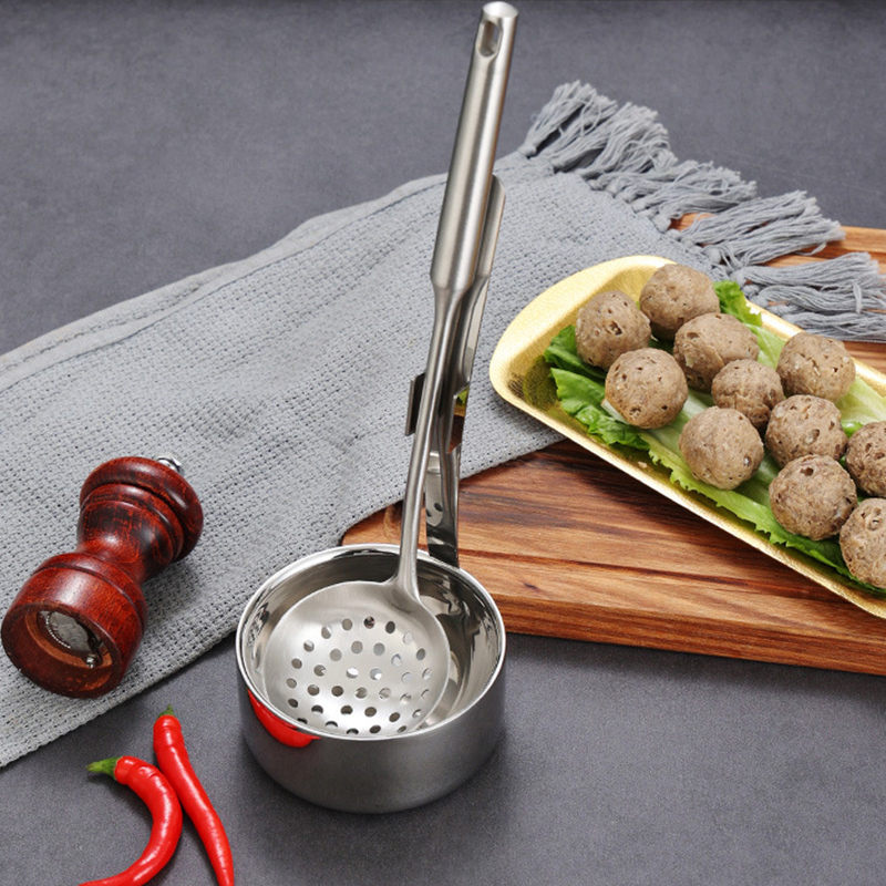 Stainless Steel 304 Double Layered Soup Spoon Holder,Golden,Slotted Spoon Rack For Hot Pot Restaurant - 图片 3