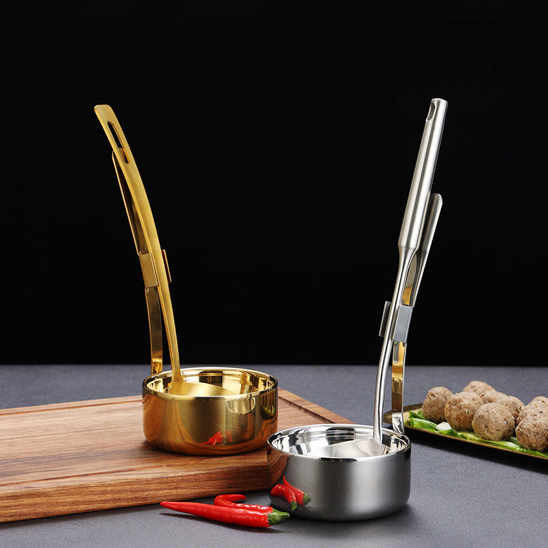 Stainless Steel 304 Double Layered Soup Spoon Holder,Golden,Slotted Spoon Rack For Hot Pot Restaurant - 图片 5