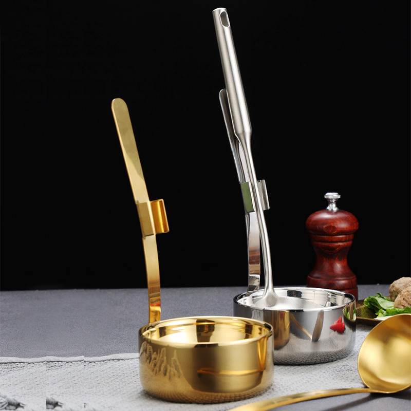 Stainless Steel 304 Double Layered Soup Spoon Holder,Golden,Slotted Spoon Rack For Hot Pot Restaurant - 图片 7