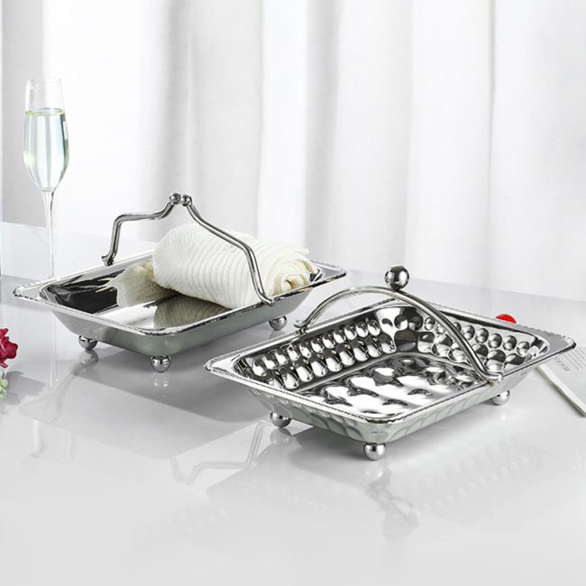 Stainless Steel 201 Handheld Towel Tray Hammer Point,Guest Room Hot Towel Tray For Hotels - 图片 8