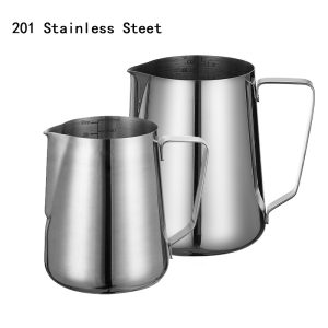 Stainless Steel 201 Laser Scale Milk Frothing Pitcher,Latte Art Cup,Coffee Tools Milk Frother For Cafe