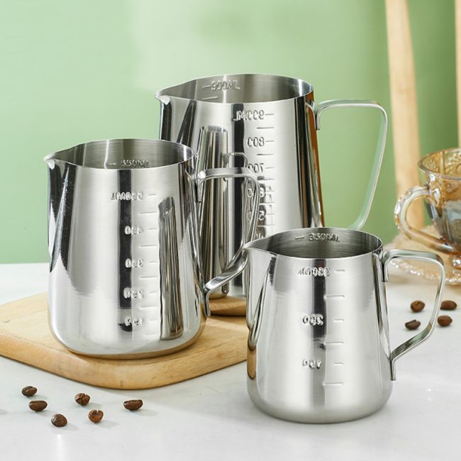 Stainless Steel 201 Steel Stamp Scale Milk Frothing Pitcher,Latte Art Cup,Coffee Tools Milk Frother For Cafe - 图片 2