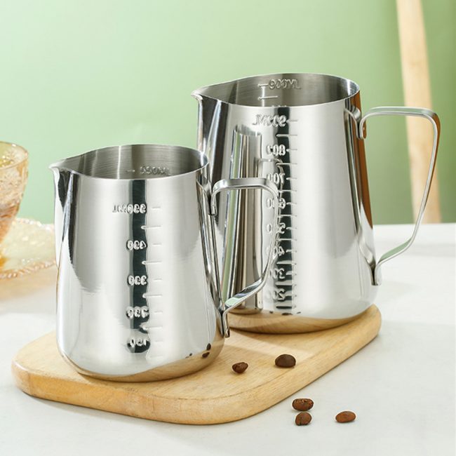 Stainless Steel 201 Steel Stamp Scale Milk Frothing Pitcher,Latte Art Cup,Coffee Tools Milk Frother For Cafe - 图片 4