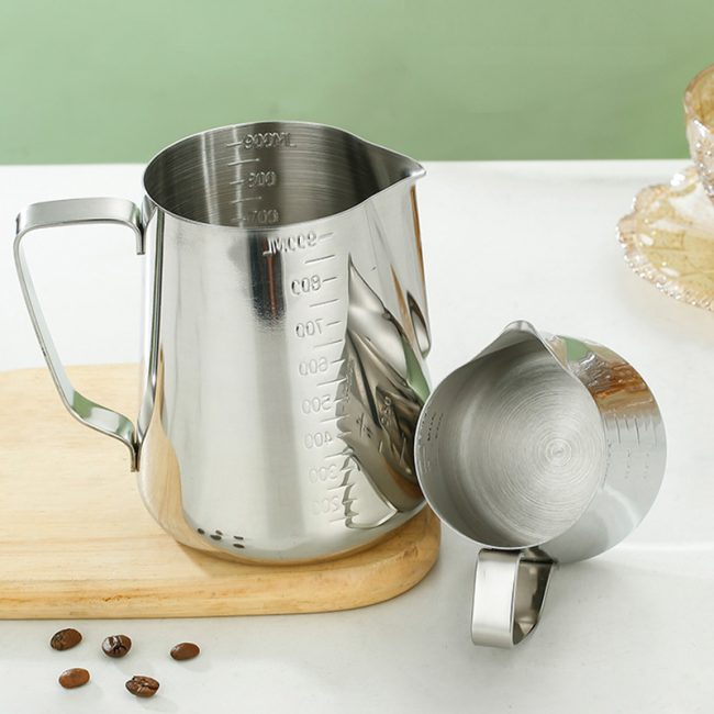 Stainless Steel 201 Steel Stamp Scale Milk Frothing Pitcher,Latte Art Cup,Coffee Tools Milk Frother For Cafe - 图片 5