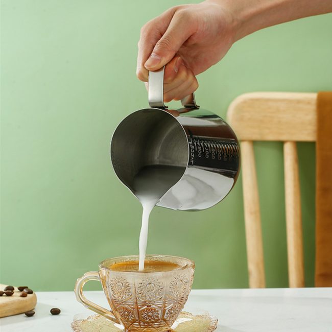 Stainless Steel 201 Steel Stamp Scale Milk Frothing Pitcher,Latte Art Cup,Coffee Tools Milk Frother For Cafe - 图片 6