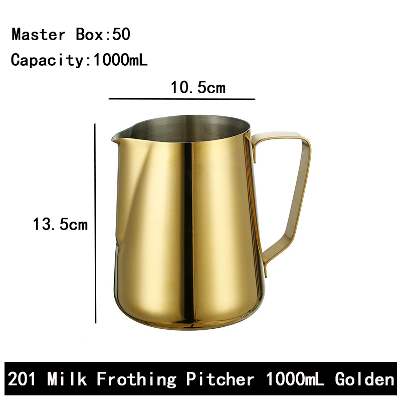 Stainless Steel 201 Milk Frothing Pitcher Golden,Latte Art Cup,Coffee Tools Milk Frother For Cafe - Image 4
