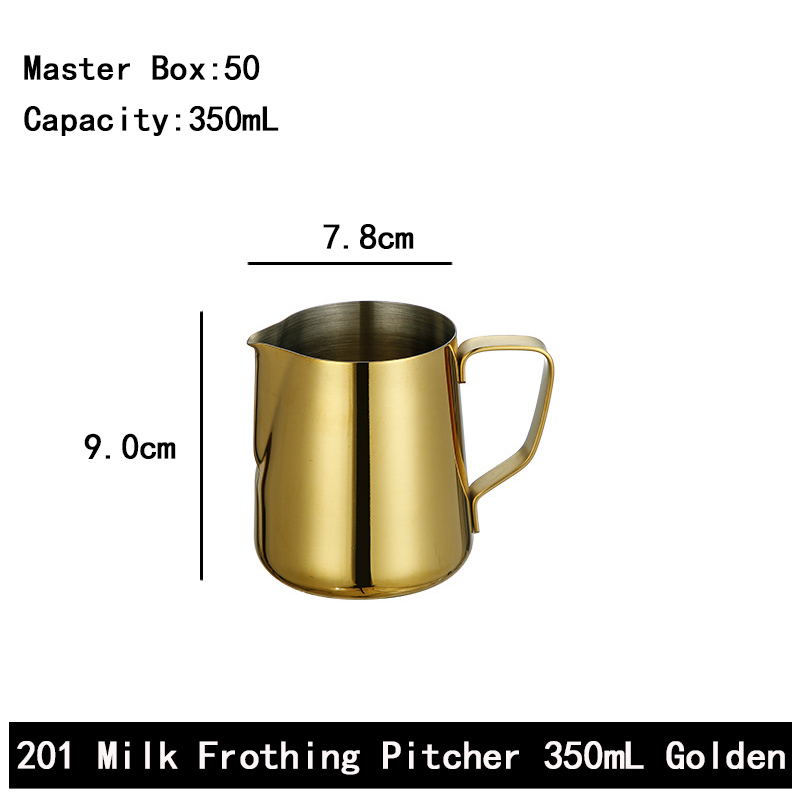 Stainless Steel 201 Milk Frothing Pitcher Golden,Latte Art Cup,Coffee Tools Milk Frother For Cafe - Image 2