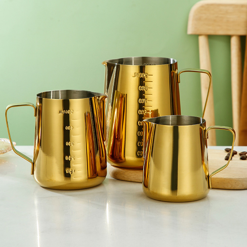 Stainless Steel 201 Milk Frothing Pitcher Golden,Latte Art Cup,Coffee Tools Milk Frother For Cafe - Image 7
