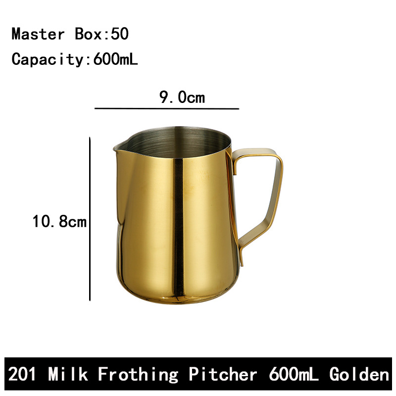 Stainless Steel 201 Milk Frothing Pitcher Golden,Latte Art Cup,Coffee Tools Milk Frother For Cafe - Image 3