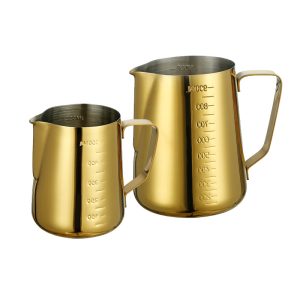 Stainless Steel 201 Steel Stamp Scale Milk Frothing Pitcher Golden,Latte Art Cup,Coffee Tools Milk Frother For Cafe
