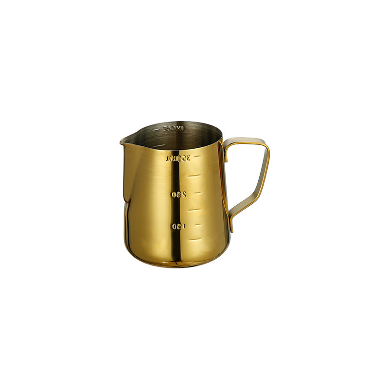 Stainless Steel 201 Steel Stamp Scale Milk Frothing Pitcher Golden,Latte Art Cup,Coffee Tools Milk Frother For Cafe - Image 2