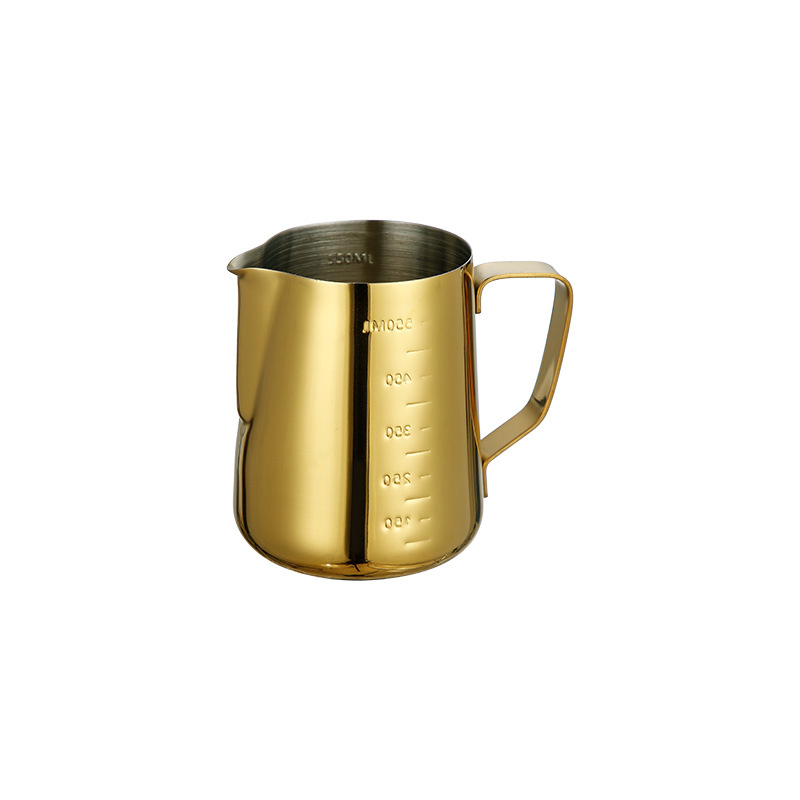 Stainless Steel 201 Steel Stamp Scale Milk Frothing Pitcher Golden,Latte Art Cup,Coffee Tools Milk Frother For Cafe - Image 3