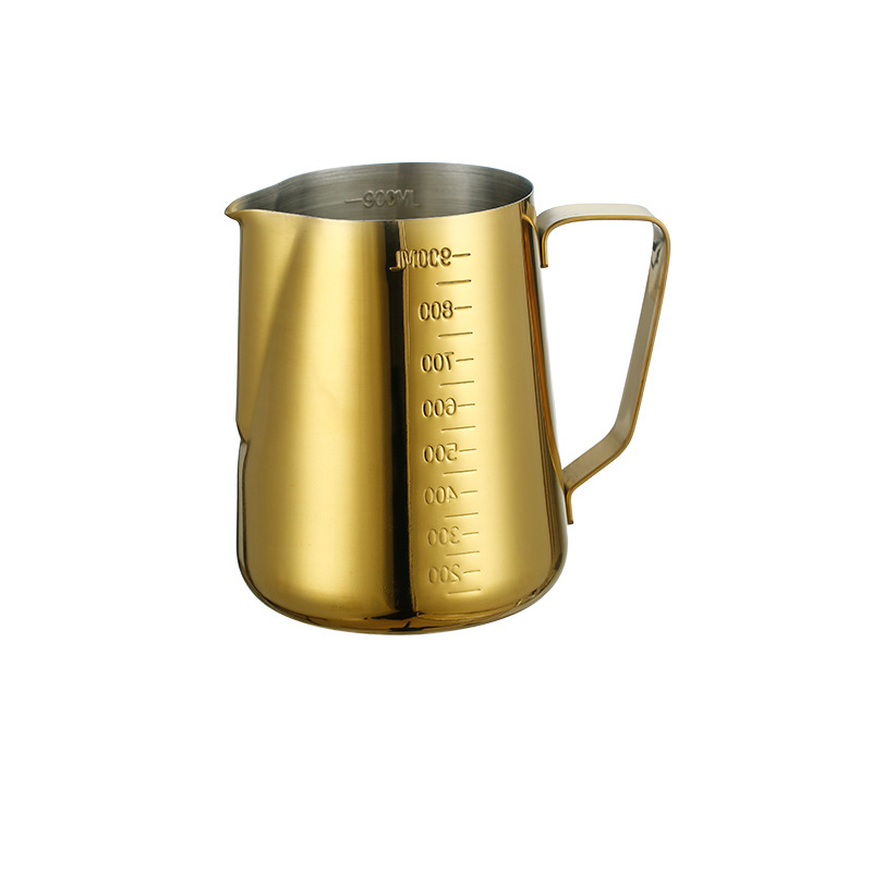 Stainless Steel 201 Steel Stamp Scale Milk Frothing Pitcher Golden,Latte Art Cup,Coffee Tools Milk Frother For Cafe - Image 4