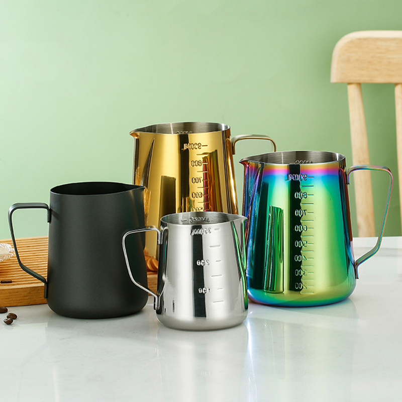 Stainless Steel 201 Steel Stamp Scale Milk Frothing Pitcher Golden,Latte Art Cup,Coffee Tools Milk Frother For Cafe - Image 6