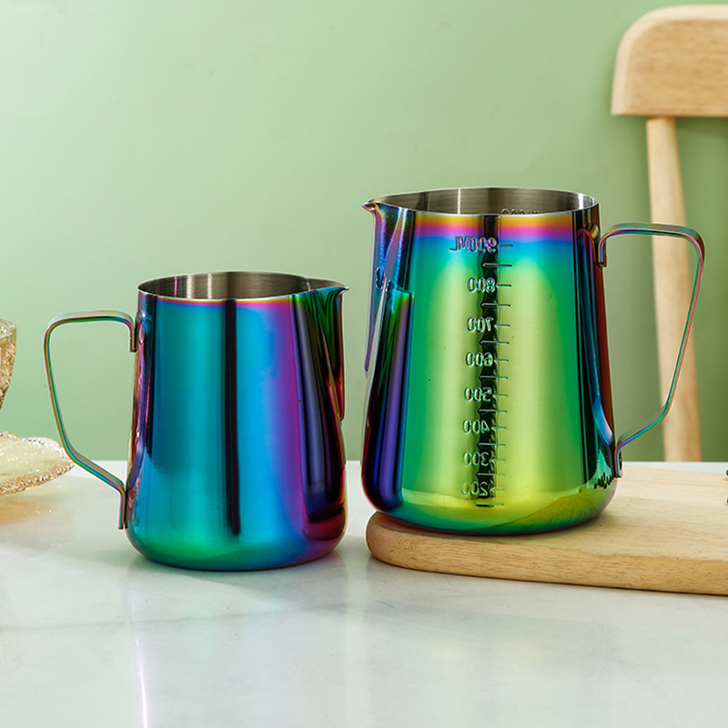 Stainless Steel 201 No Scale Milk Frothing Pitcher Colorful,Latte Art Cup,Coffee Tools Milk Frother For Cafe - Image 4