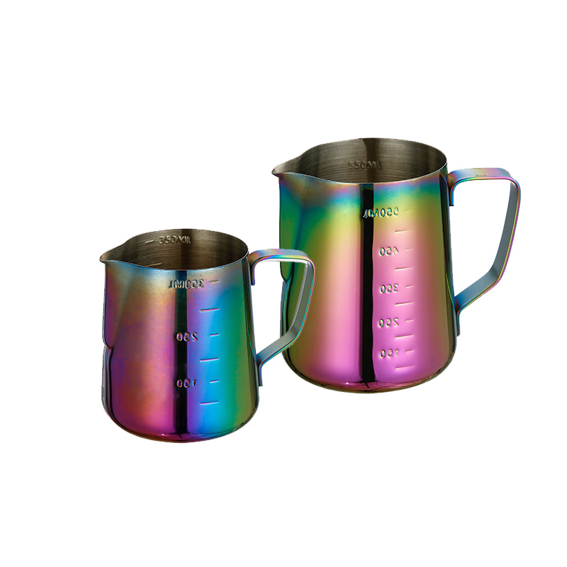 Stainless Steel 201 Steel Stamp Scale Milk Frothing Pitcher Colorful,Latte Art Cup,Coffee Tools Milk Frother For Cafe