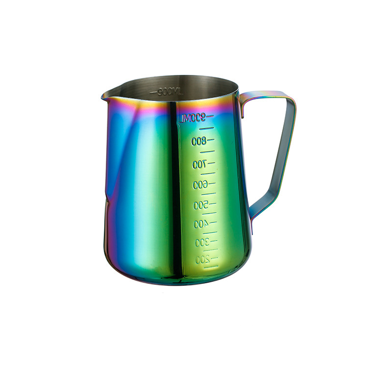 Stainless Steel 201 Steel Stamp Scale Milk Frothing Pitcher Colorful,Latte Art Cup,Coffee Tools Milk Frother For Cafe - Image 4