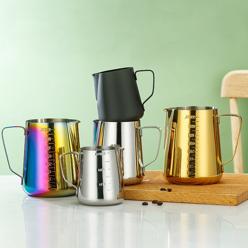 Stainless Steel 201 Steel Stamp Scale Milk Frothing Pitcher Colorful,Latte Art Cup,Coffee Tools Milk Frother For Cafe - Image 6
