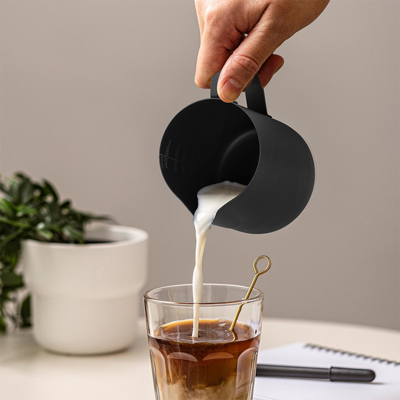 Stainless Steel Teflon Laser Scale Milk Frothing Pitcher,Latte Art Cup,Coffee Tools Milk Frother For Cafe - Image 2