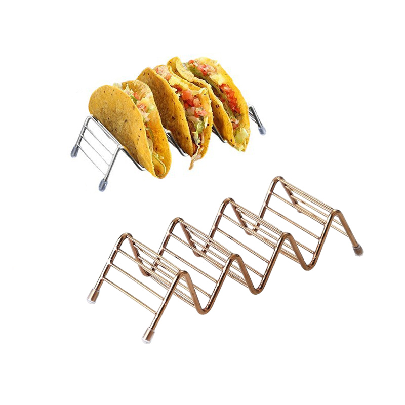 Stainless Steel Mexican Taco Holder,Corn Roll Holder Golden For Restaurants