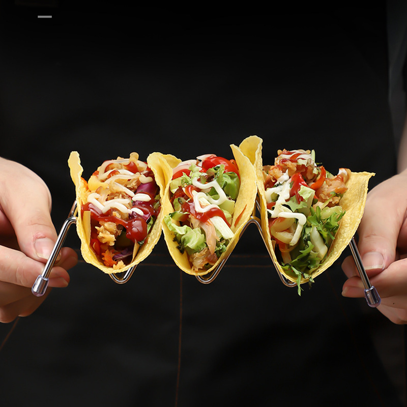 Stainless Steel Mexican Taco Holder,Corn Roll Holder Golden For Restaurants - Image 5