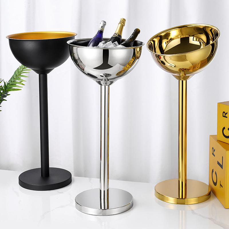 Stainless Steel Slanted Champagne Basin Integrated Rack,Champagne Bucket,Ice Bucket Golden For Bars - Image 4