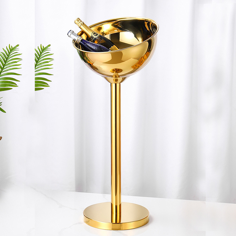 Stainless Steel Slanted Champagne Basin Integrated Rack,Champagne Bucket,Ice Bucket Golden For Bars - Image 5