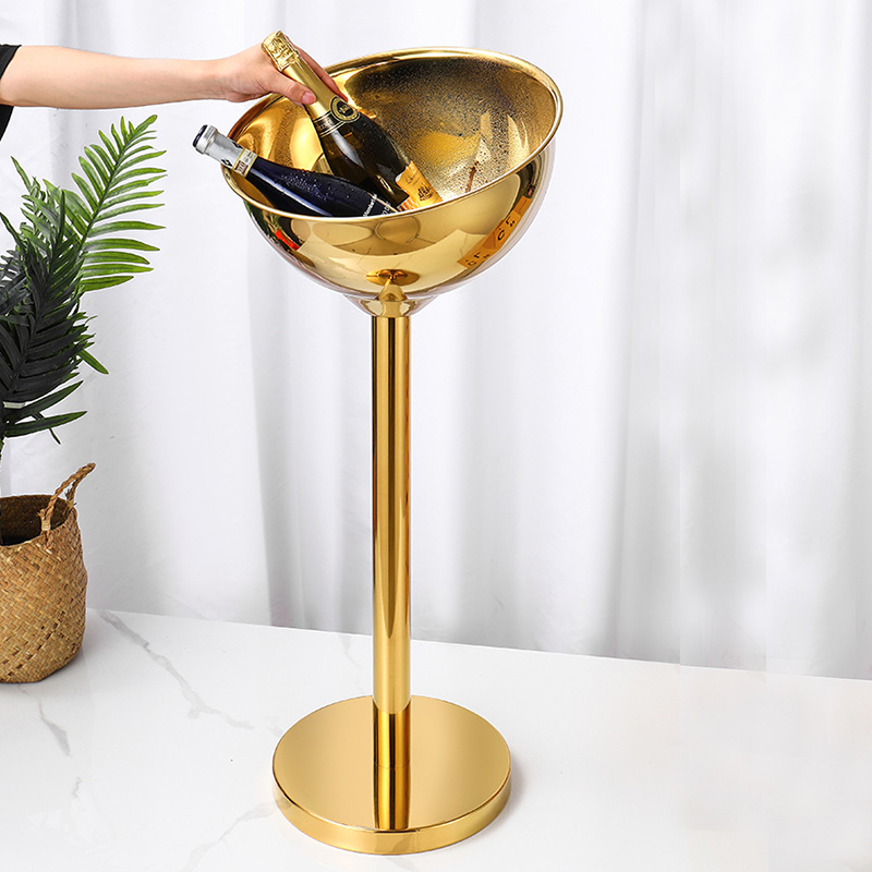 Stainless Steel Slanted Champagne Basin Integrated Rack,Champagne Bucket,Ice Bucket Golden For Bars - Image 6