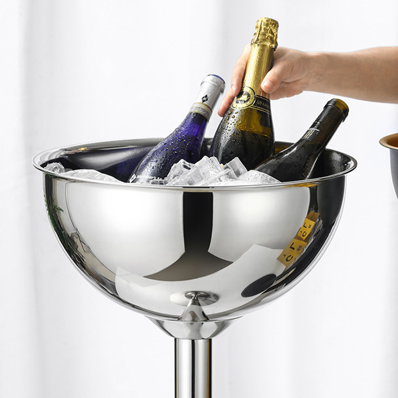 Stainless Steel Flat Champagne Basin Integrated Rack,Champagne Bucket,Ice Bucket Golden For Bars - Image 4