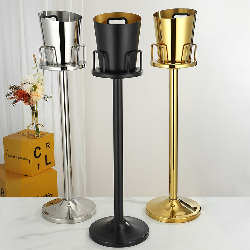 Stainless Steel European Slanted Mouth Champagne Bucket With Rack,Champagne Bucket,Ice Bucket Stand Golden For Bars - Image 6