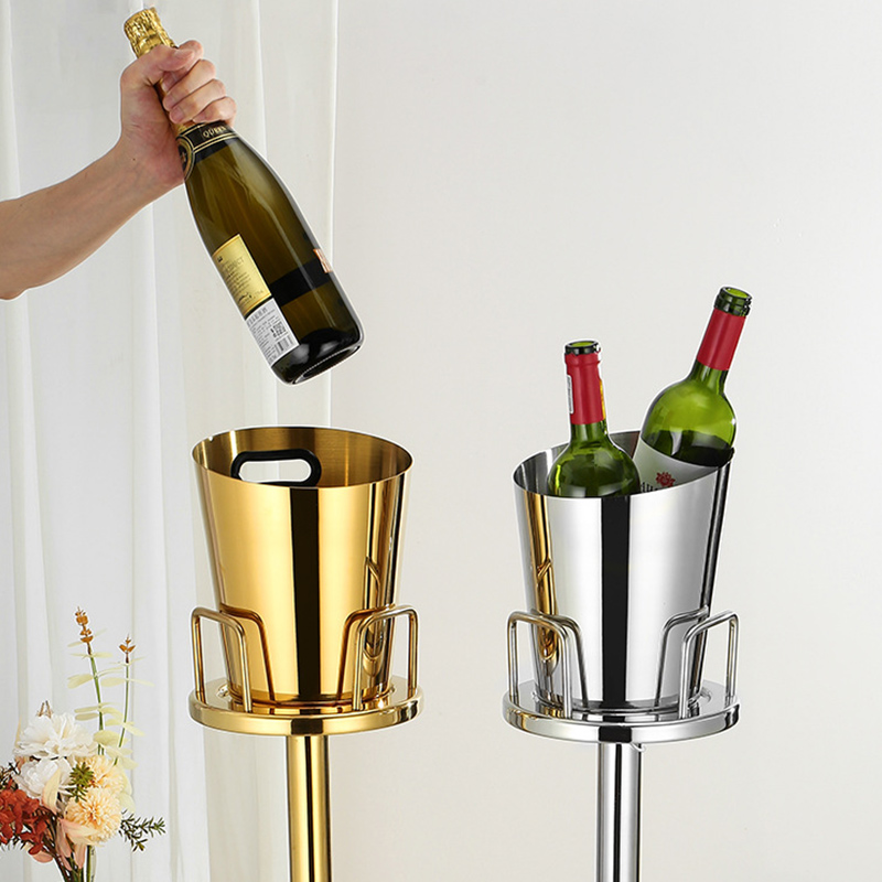 Stainless Steel European Slanted Mouth Champagne Bucket With Rack,Champagne Bucket,Ice Bucket Stand Golden For Bars - Image 7