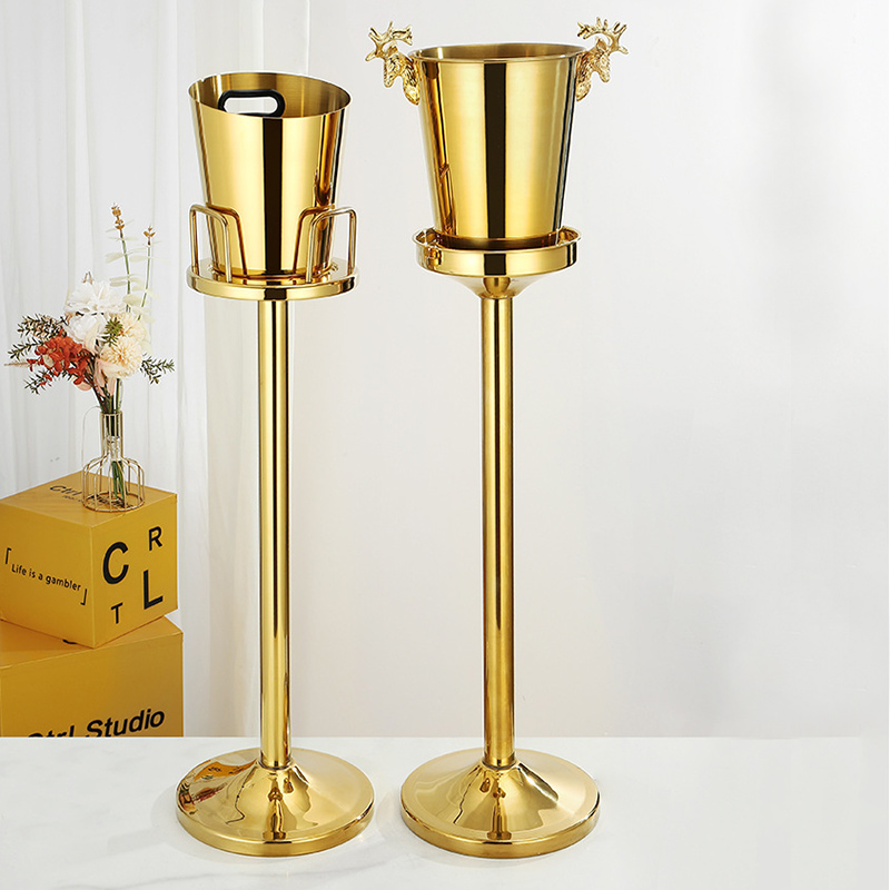 Stainless Steel European Slanted Mouth Champagne Bucket With Rack,Champagne Bucket,Ice Bucket Stand Golden For Bars - Image 8