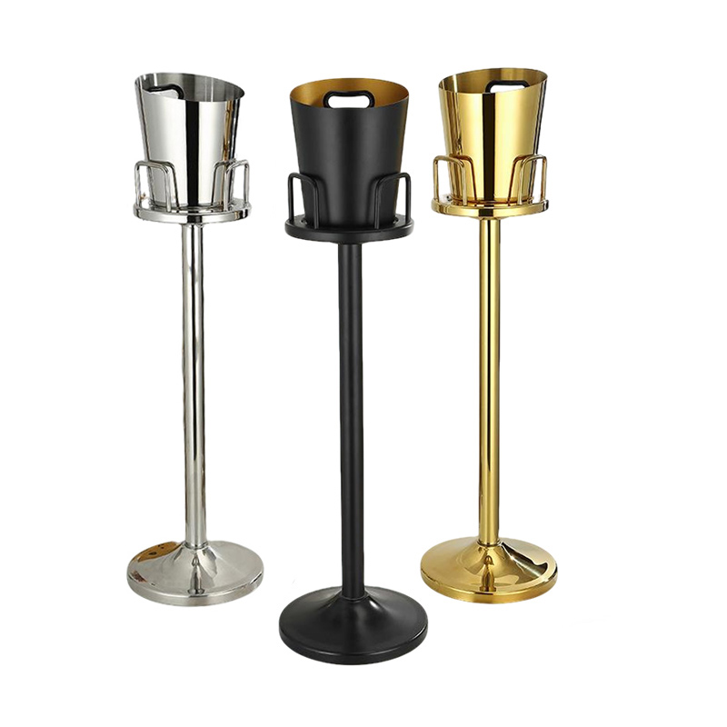 Stainless Steel European Slanted Mouth Champagne Bucket With Rack,Champagne Bucket,Ice Bucket Stand Golden For Bars