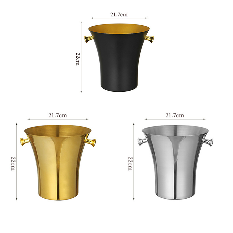 Stainless Steel European Waist Champagne Bucket With Rack,Champagne Bucket,Ice Bucket Stand Golden For Bars - Image 2
