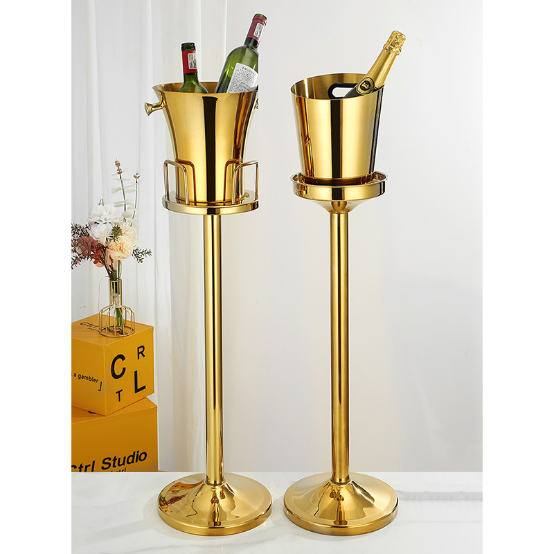 Stainless Steel European Waist Champagne Bucket With Rack,Champagne Bucket,Ice Bucket Stand Golden For Bars - Image 6