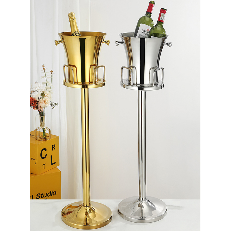 Stainless Steel European Waist Champagne Bucket With Rack,Champagne Bucket,Ice Bucket Stand Golden For Bars - Image 8