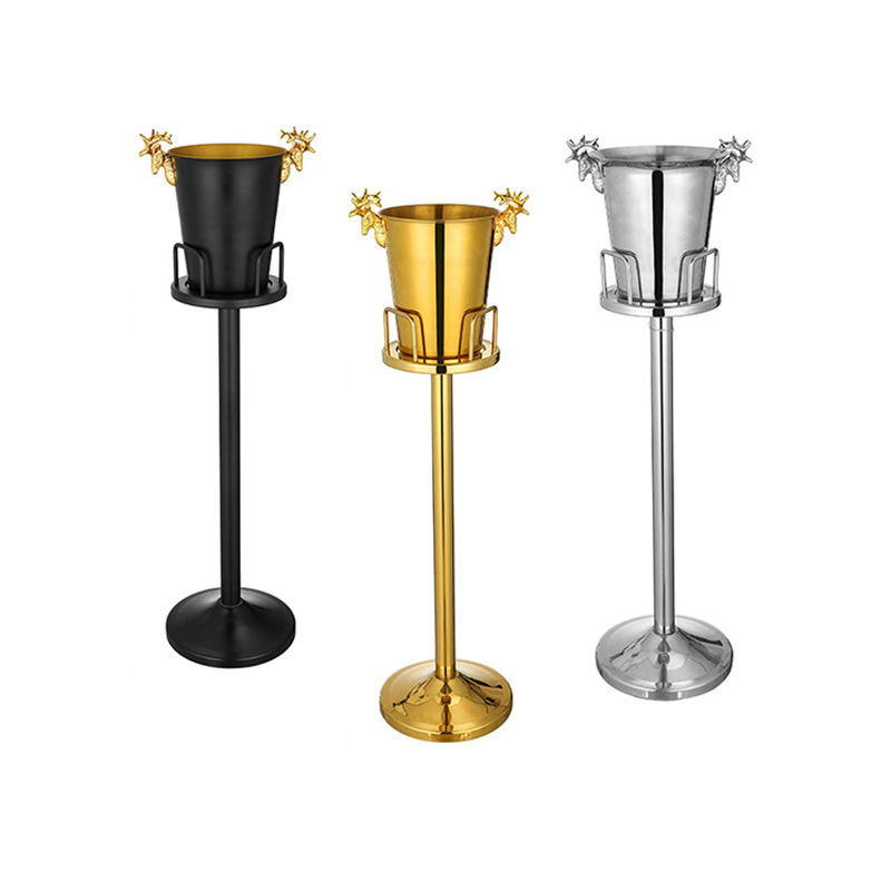 Stainless Steel European Reindeer Champagne Bucket With Rack,Champagne Bucket,Ice Bucket Stand Golden For Bars