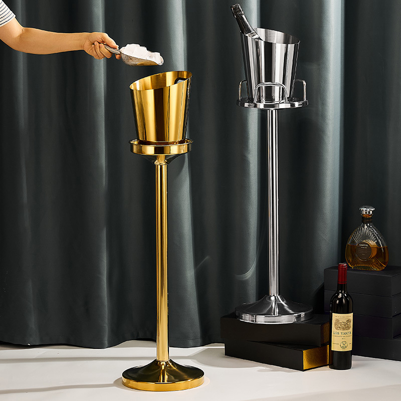 Stainless Steel Luxury Slanted Mouth Champagne Bucket With Rack,Champagne Bucket,Ice Bucket Stand Black For Bars - Image 8