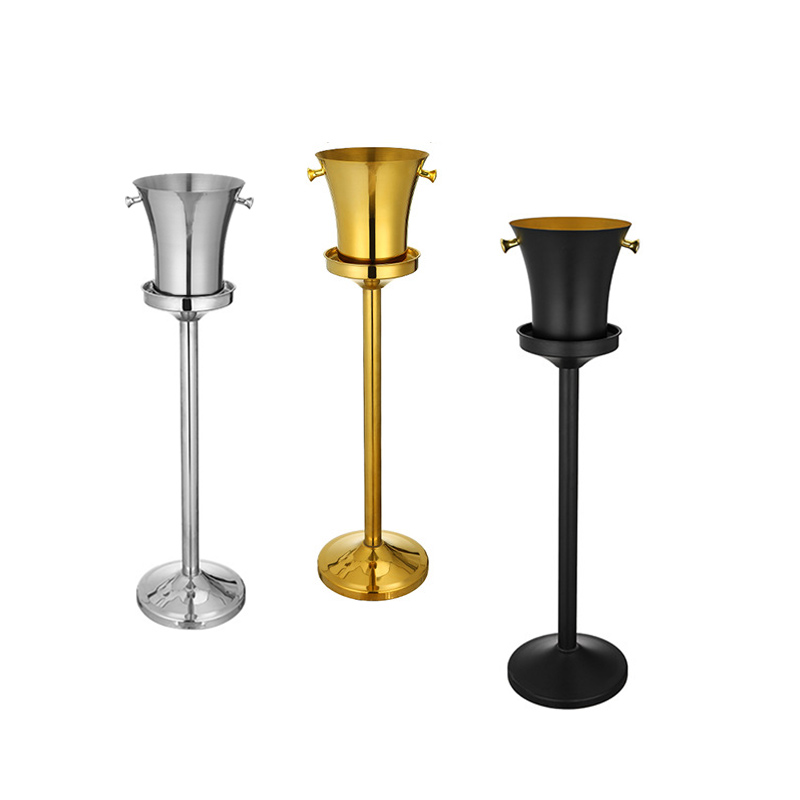 Stainless Steel Luxury Waist Champagne Bucket With Rack,Champagne Bucket,Ice Bucket Stand Black For Bars