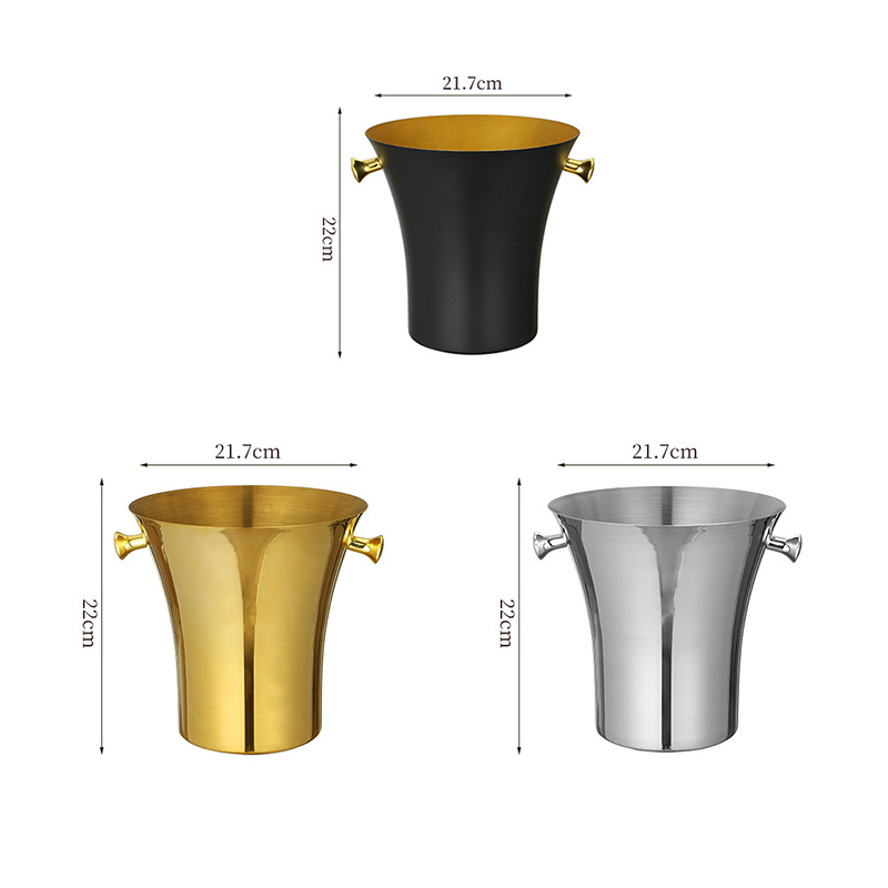 Stainless Steel Luxury Waist Champagne Bucket With Rack,Champagne Bucket,Ice Bucket Stand Black For Bars - Image 2