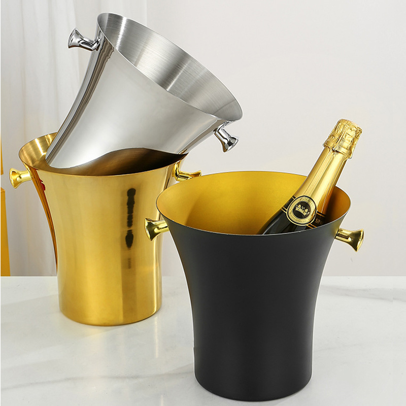 Stainless Steel Luxury Waist Champagne Bucket With Rack,Champagne Bucket,Ice Bucket Stand Black For Bars - Image 5