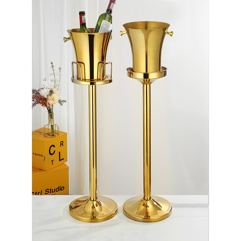 Stainless Steel Luxury Waist Champagne Bucket With Rack,Champagne Bucket,Ice Bucket Stand Black For Bars - Image 7