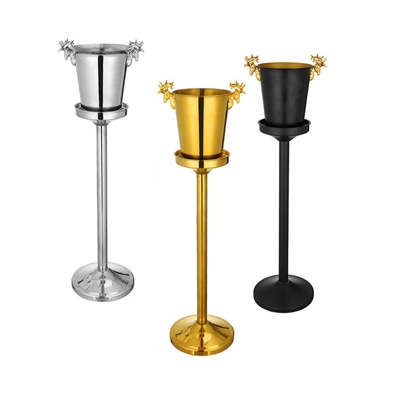 Stainless Steel Luxury Reindeer Champagne Bucket With Rack,Champagne Bucket,Ice Bucket Stand Black For Bars