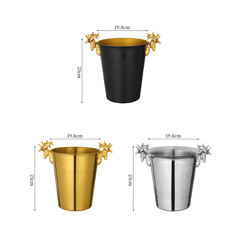Stainless Steel Luxury Reindeer Champagne Bucket With Rack,Champagne Bucket,Ice Bucket Stand Black For Bars - Image 2