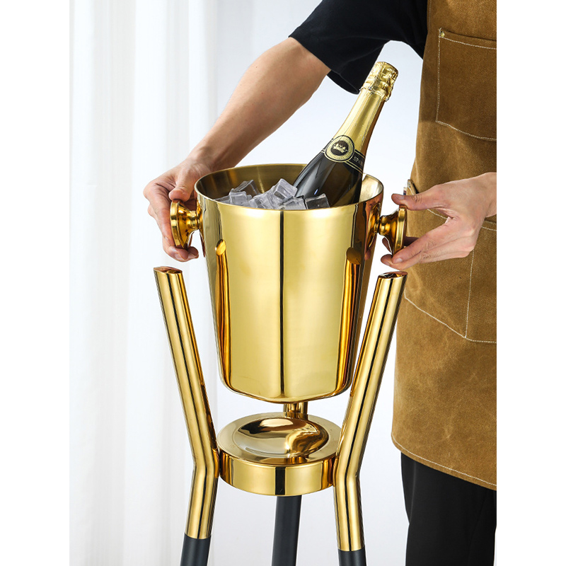 Stainless Steel Hexagonal Double Layer Champagne Bucket With Rack,Champagne Bucket,Ice Bucket Stand For Bars - Image 6